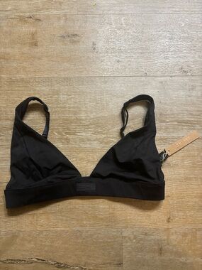 SKIMS Black Recycled Swim Plunge Bikini Top